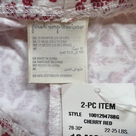 First Impressions Red Floral All Over Print Legging New 12 Months - Picture 3 of 3